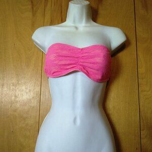 Victoria's Secret Pink Logo Women's Medium Lace Bandeau Tube Bra Top Strapless